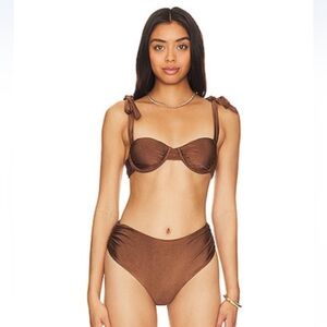 TULAROSA Effie High Waist Bottom & Top in Cacao Brown - Medium